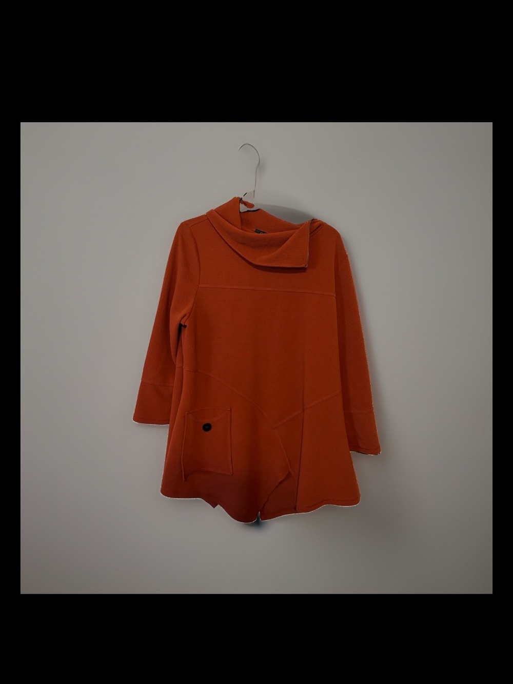 Calessa Women’s Orange Cozy Funnel Neck Tunic Hoodie
